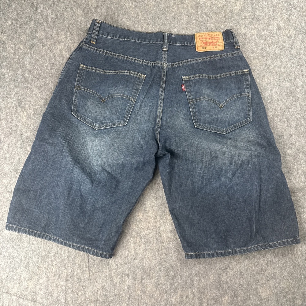 Levi's 569 Loose Straight Denim Shorts Mens Size 34 Medium Wash Blue - Picture 2 of 11